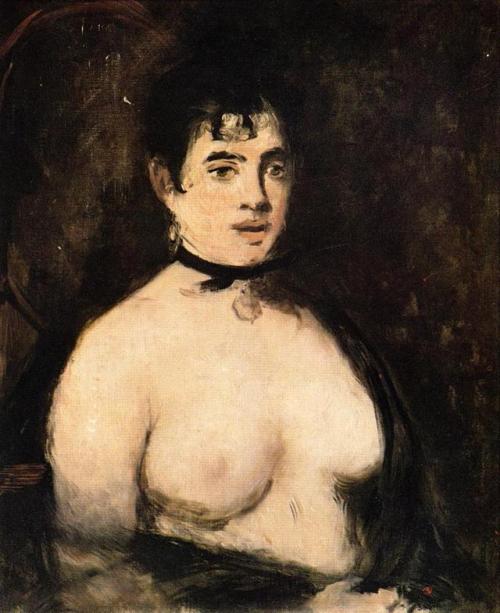 artist-manet: “ Brunette with bare breasts, 1872, Edouard Manet Medium: oil,canvas ”