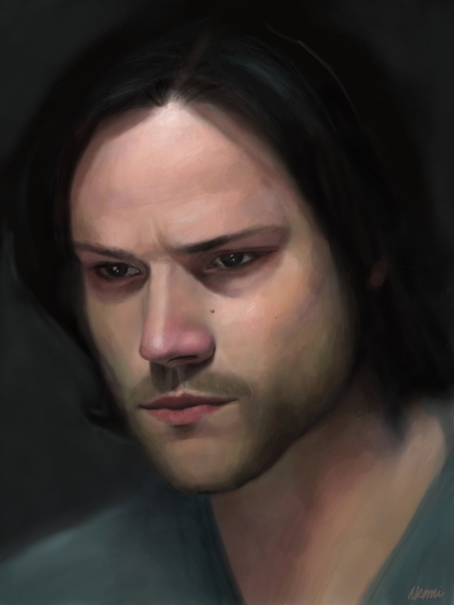 He's a weird, dorky little guy — Sam Winchester, drawn in Procreate