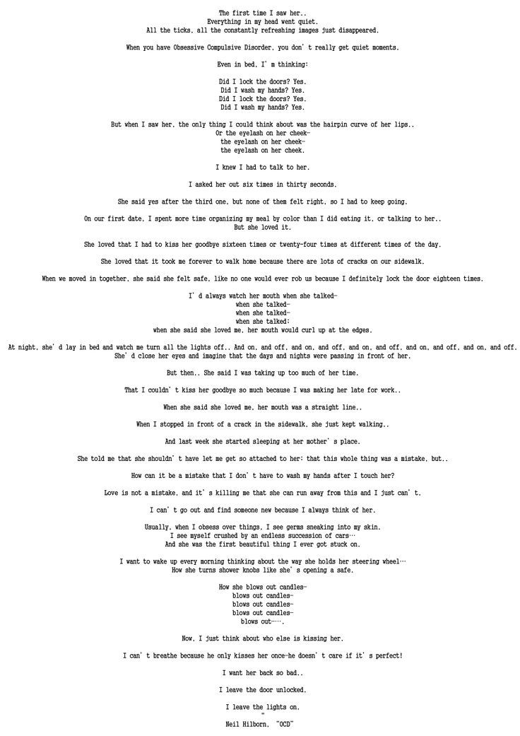 Sleeves Of Grass Neil Hilborn Ocd Text The First Time I