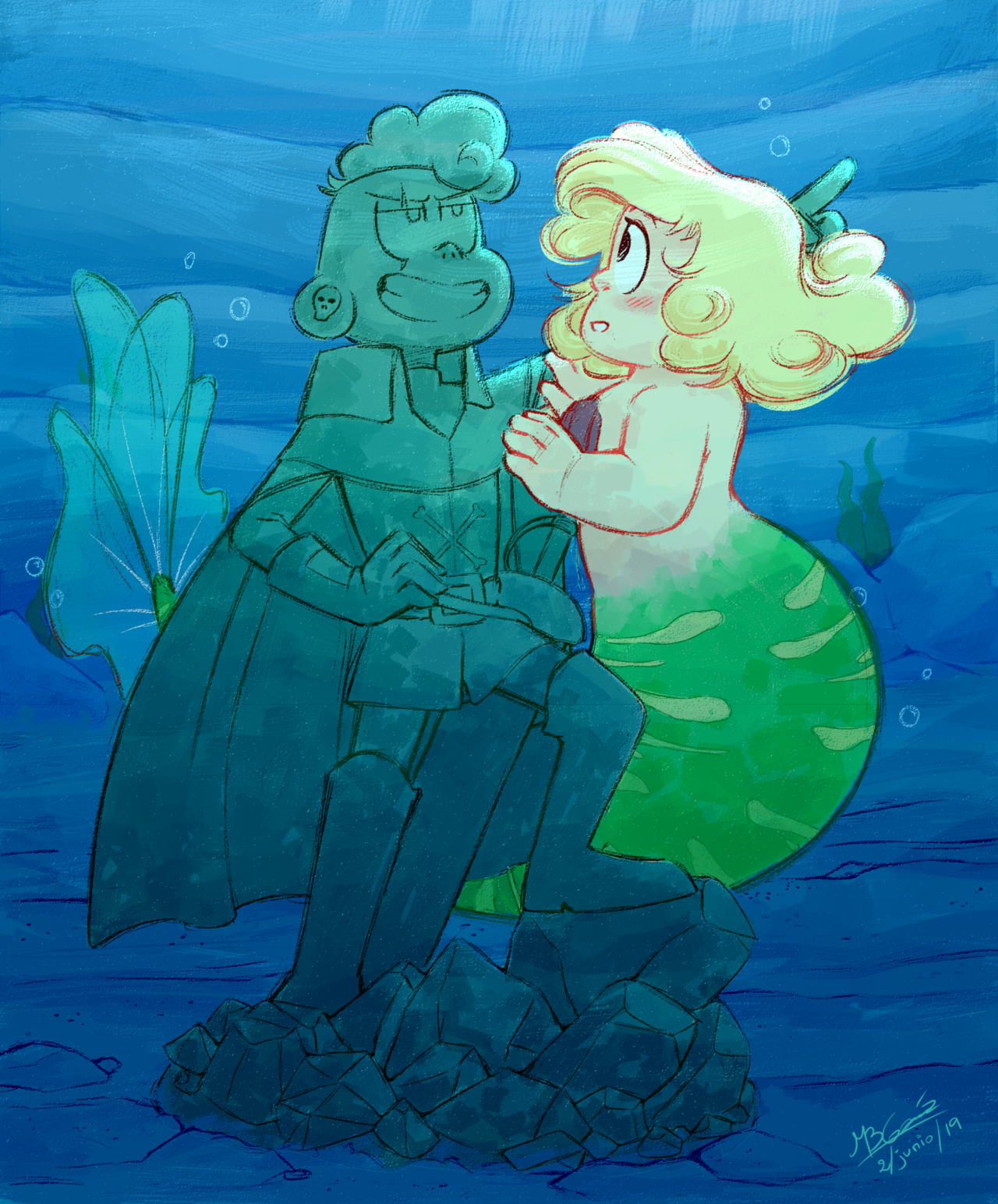 Some time ago i wanted to do something mermaid related with SU (i have more ideas though jkjñl), and then i was inspired by @arisuchan‘s wonderful fanart, I really loved the idea 💞💞 of course i used a...
