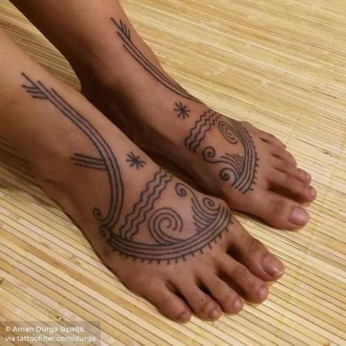 By Aman Durga Sipatiti, done at Durga Tattoo Studio, Sleman.... tribal;durga;individual matching;matching;foot;big;facebook;twitter;borneo