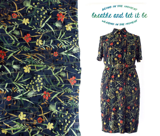 breathe and let it be — Vintage Floral Velvet Textured Cotton Dress ...