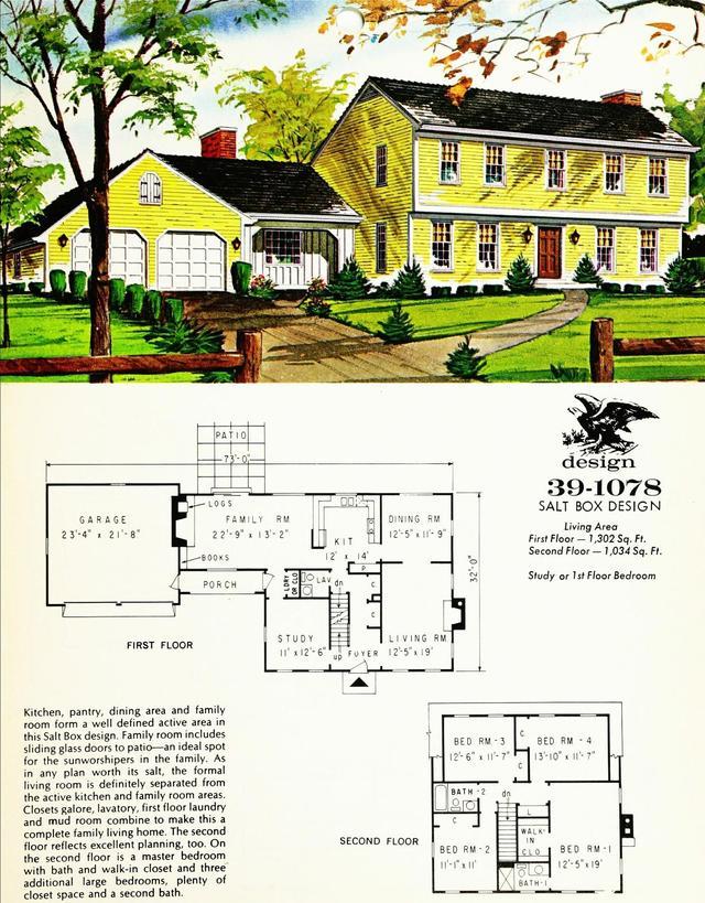 Floor Plan Prints — Early American Colonial Home Plans