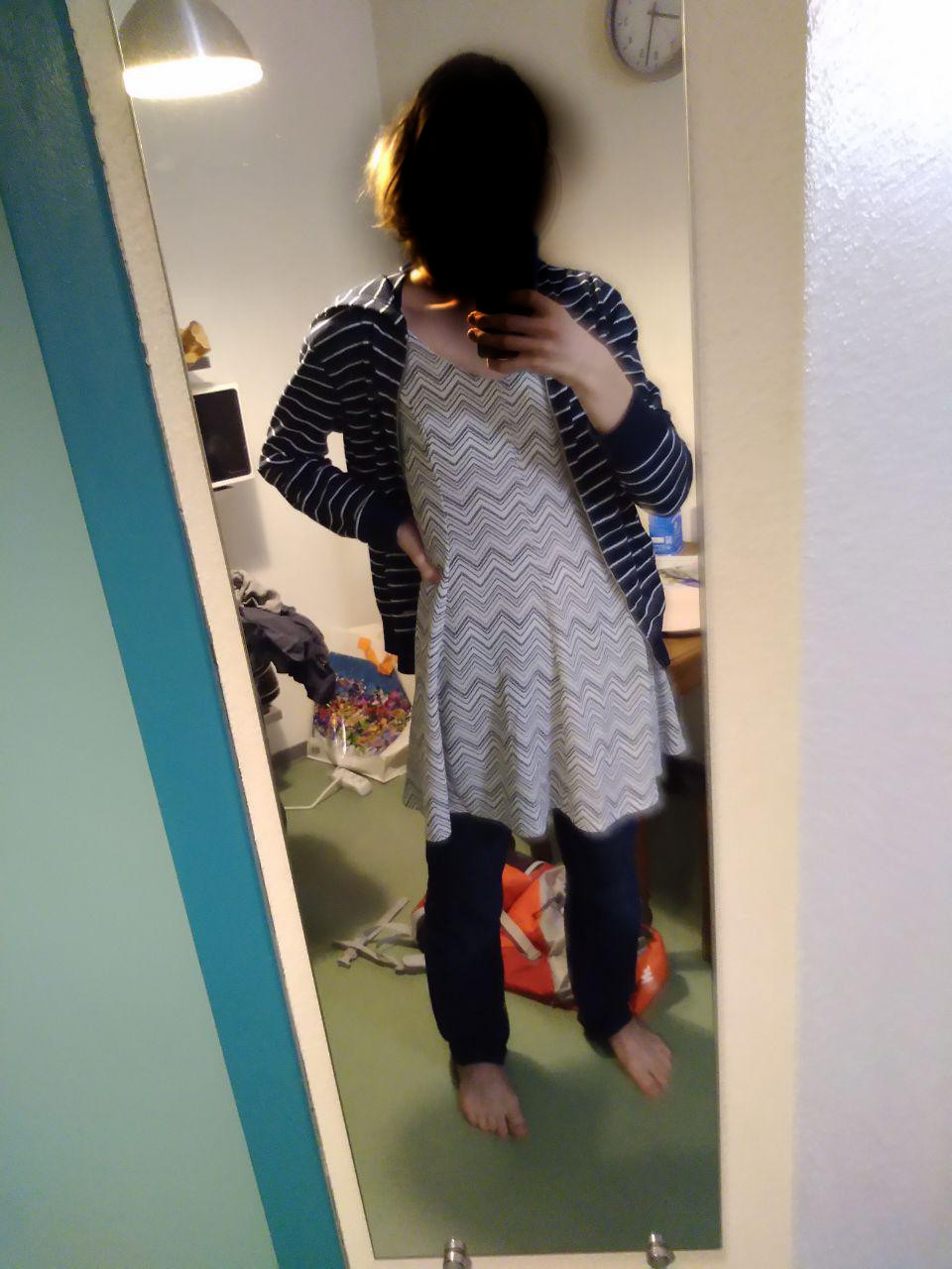 picture of me in a dress, head blurred
