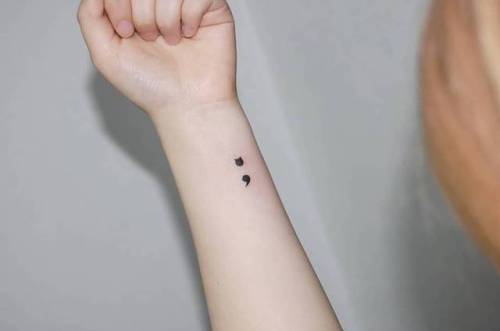 Tattoo tagged with: small, micro, animal, tiny, ifttt, little, wrist,  minimalist, letter, ami, semicolon, cat, punctuation mark, pet, feline |  