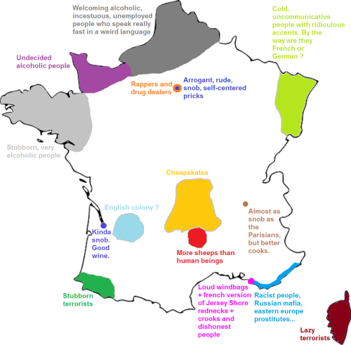Regional stereotypes in France. More stereotype... - Maps on the Web