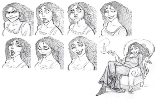 the-disney-elite:Jin Kim’s model sheets for Mother Gothel from...