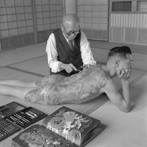 sarasponda:1946, Tokyo, Japan ~ A Japanese tattoo artist works...