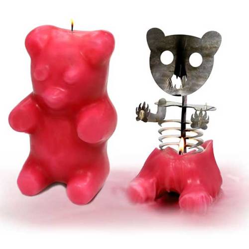 gummy bears gummy candy gummy worms gummies gummi bears gummy gummi candle candles creepy skeleton weird strange fire burn melting melt anatomy gadget gadgets gwgi