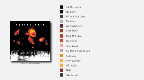 cherootie:soundgarden albums + color palette track listings...