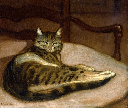 art-nimals:Théophile-Alexandre Steinlen, Cat on a chair,...