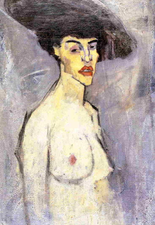 expressionism-art:Nude with Hat, 1907, Amedeo ModiglianiSize:...