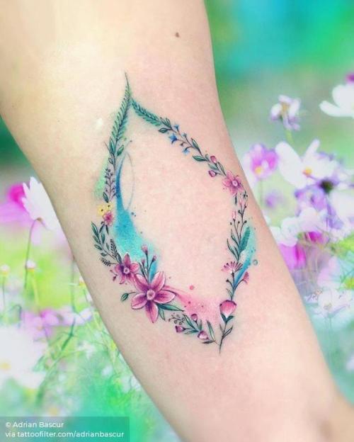 By Adrian Bascur, done at NVMEN, Viña del Mar.... adrianbascur;facebook;flower;flower wreath;inner arm;medium size;nature;twitter;watercolor