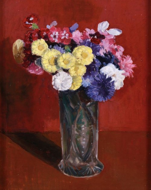 Aristide Capelle - Bouquet of Flowers in a Cut Glass Vase- 1924