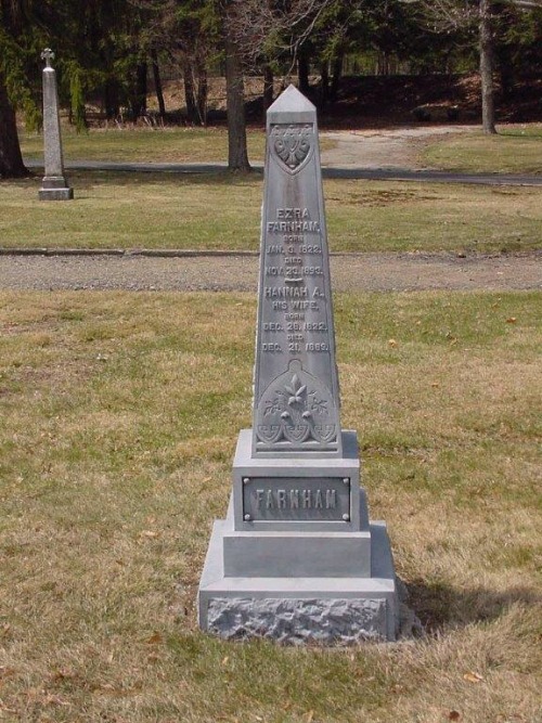 Gravestone of Ezra Farnham and his wife- Spring Grove Cemetery...