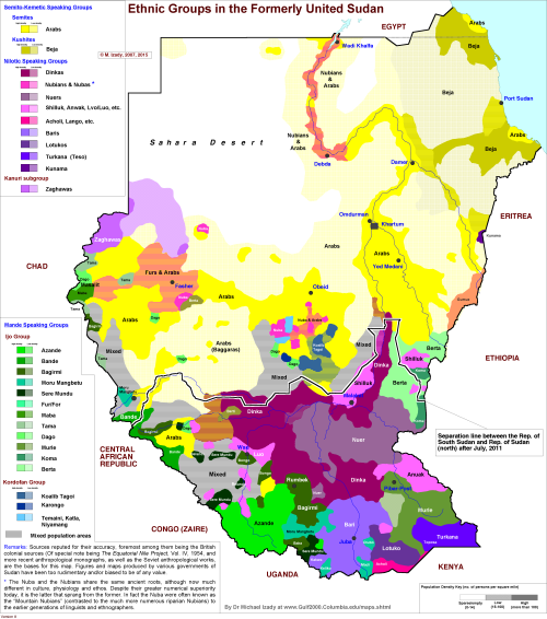 Ethnic map of Sudan and South Sudan. - Maps on the Web