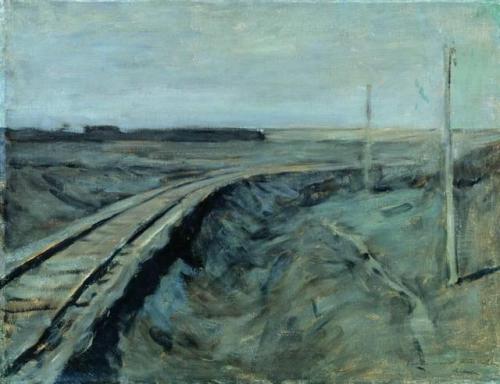 artist-levitan:Railroad tracks, Isaac LevitanMedium:...