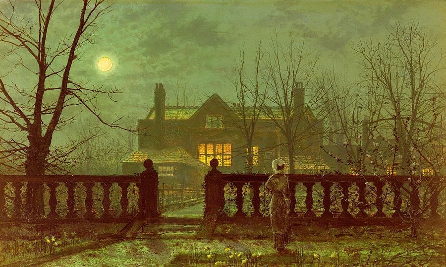 “Lady in a Garden by Moonlight” (1882) John Atkinson Grimshaw