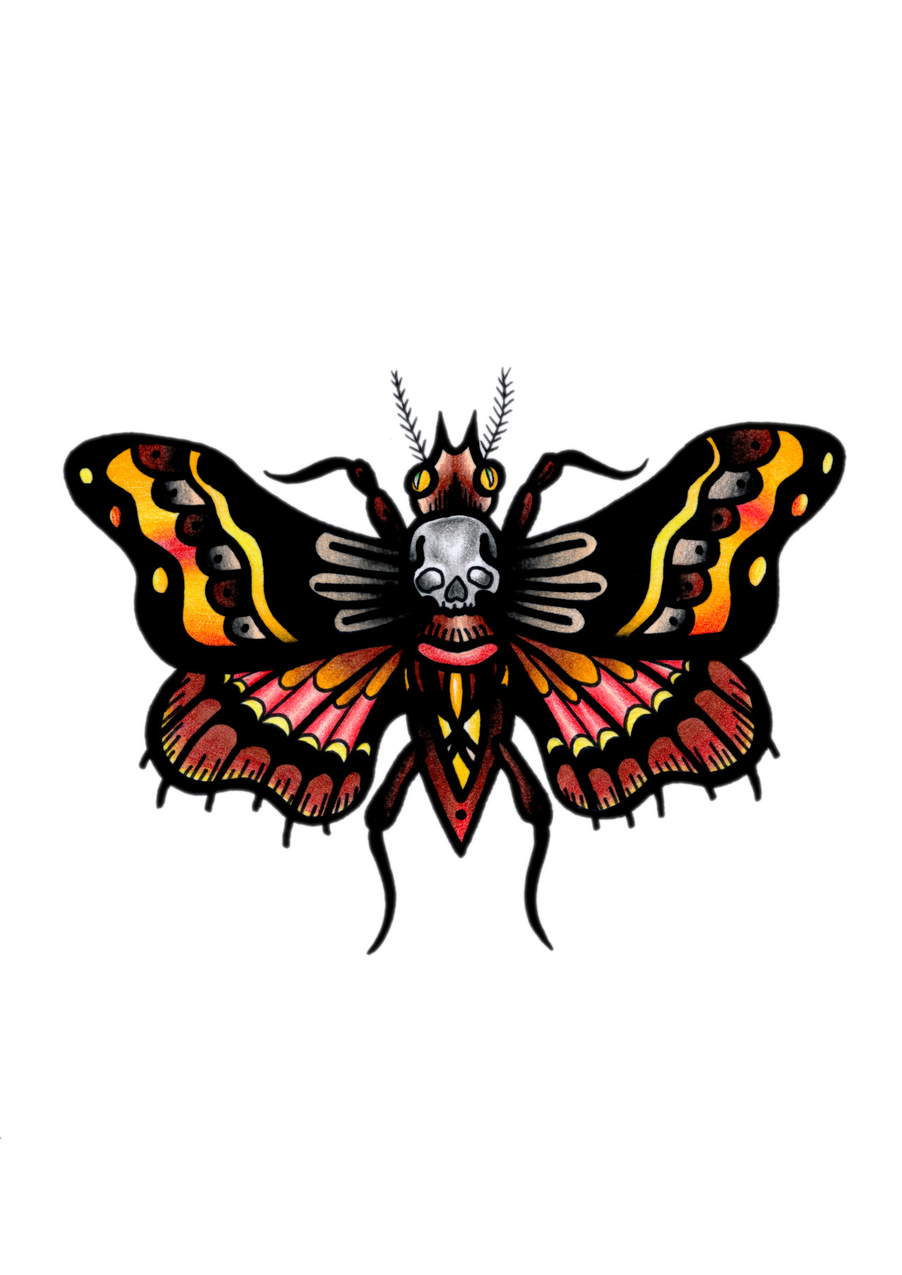 Tattoos Gallery: Neo Traditional Death Moth Tattoo Design