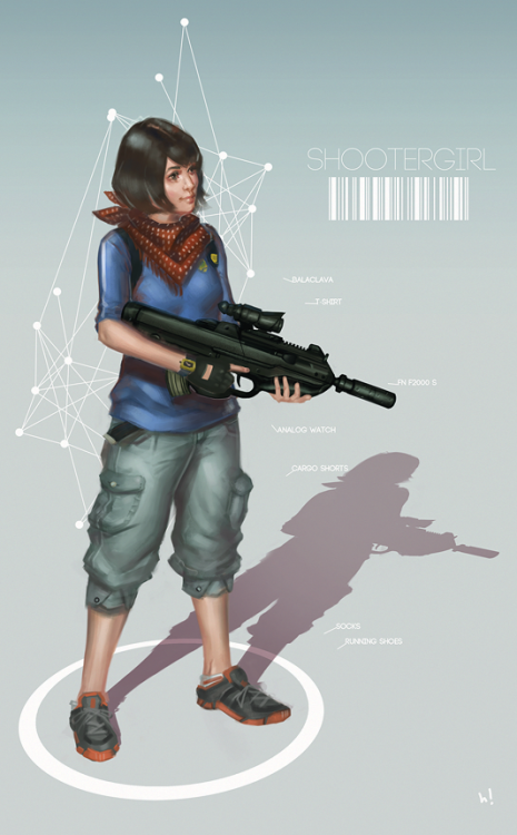 Another illustration of girls with guns.