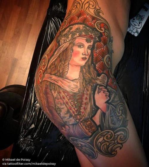 By Mikael de Poissy, done at Mikael de Poissy Tattoo Parlor,... hip;big;waist;contemporary;women;thigh;facebook;twitter;portrait;mikaeldepoissy;other