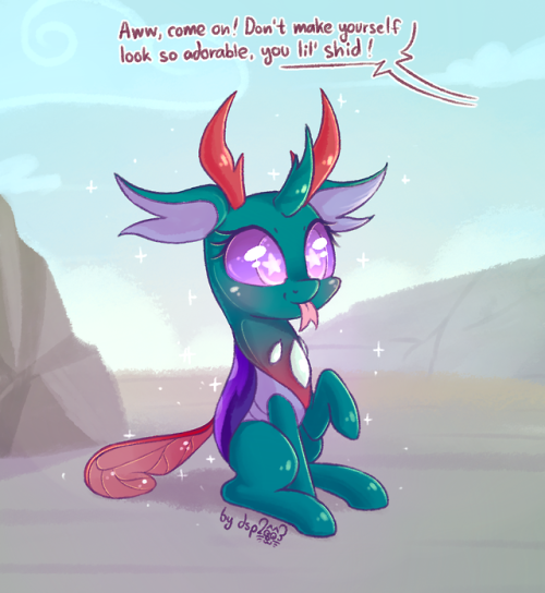 mlpfim changeling pharynx blep forked tongue chibi adorable hnnng lil& 039; shit comic single panel dsp2003