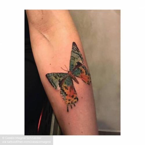 By Cassio Magne Schneider, done at La Puta Madre Tattoo,... insect;cassiomagne;butterfly;animal;facebook;twitter;inner forearm;medium size;illustrative