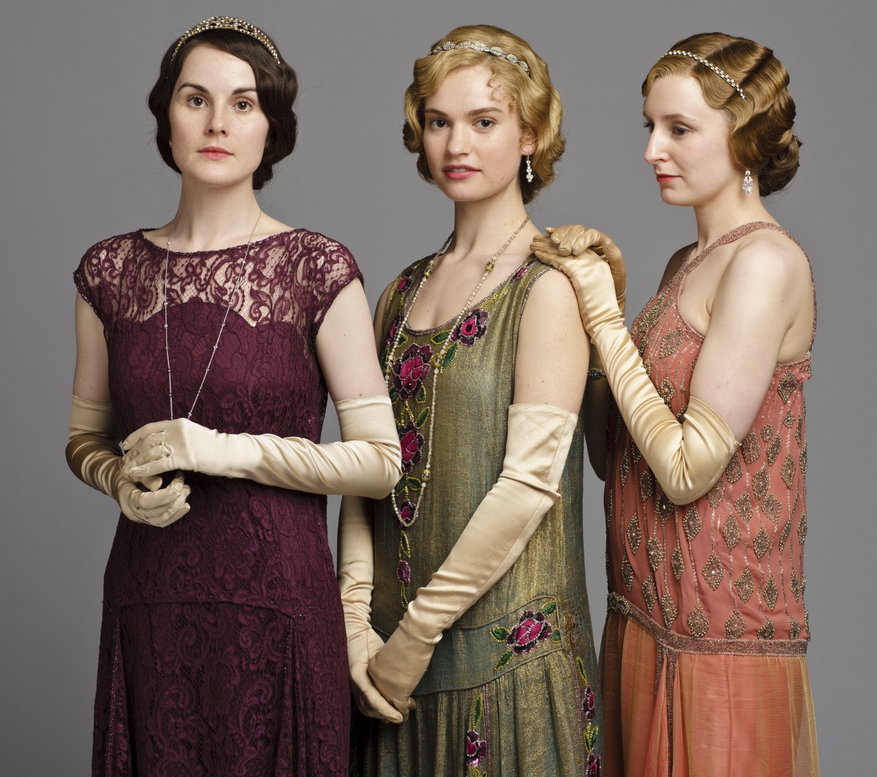 Celebrities in Gloves — Michelle Dockery, Lily James & Laura Carmichael ...