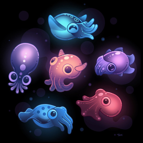 tamiart:Cephalopod creature doodles.