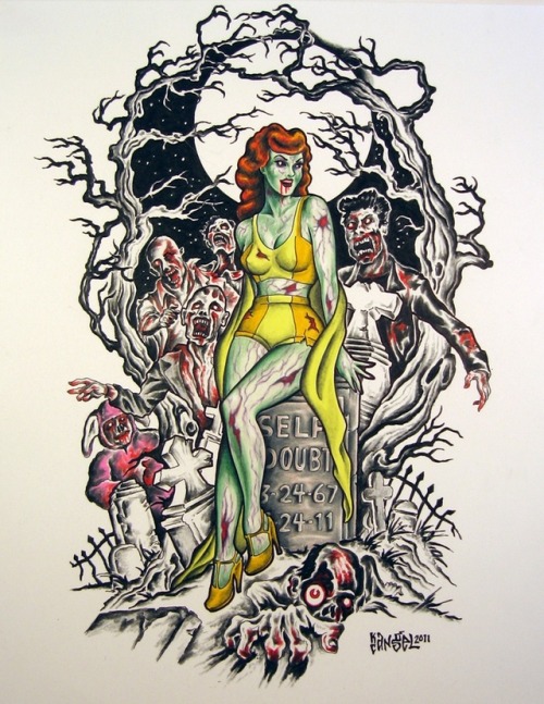 naughtyhalloweenart:zombie girl rockabillypin-up - kc angel