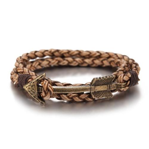 gentclothes:Leather Bracelet with Arrow Charm - Get 10% OFF with...