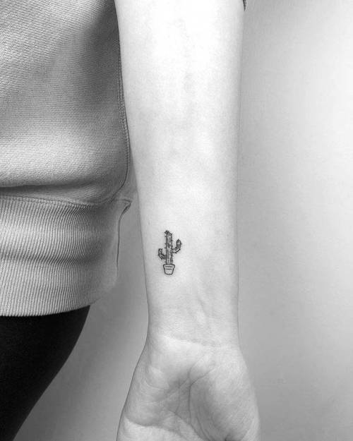 By Cagri Durmaz, done in Istanbul. http://ttoo.co/p/119374 flower;small;micro;line art;cactus;tiny;cagridurmaz;ifttt;little;nature;wrist;minimalist;fine line