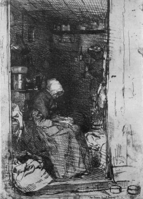 artist-whistler:Old Woman with Rags, James McNeill Whistler