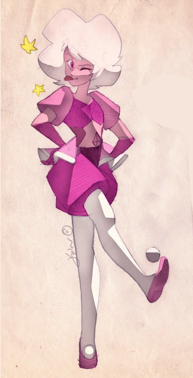“You look like a clown “ i remembre Pearl said that to Steven , actually Pink looks like a cute clown . 

 Hope you like it !