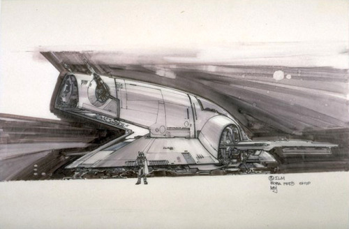 gameraboy:Concept art of Boba Fett and his ship Slave I by...