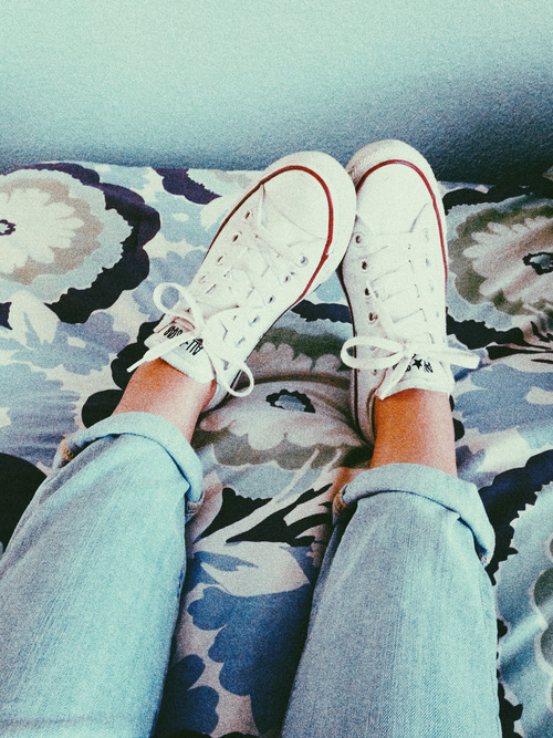 white chucks with red heart