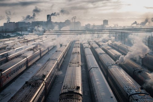 killing-the-prophet:Moscow, Russia. Trains at Leningradsky and...