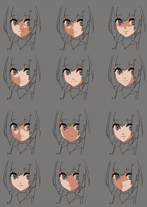 drawingden:Anime face shading practice by momodesuuu