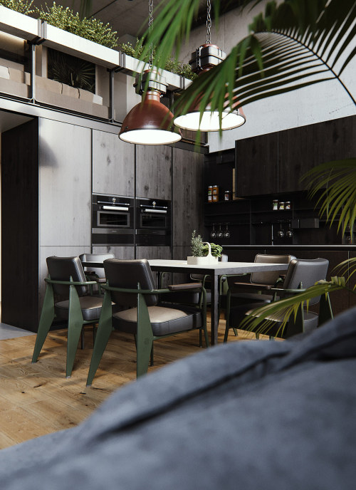 Moody Modern Industrial Interiors With Wood And Concrete...