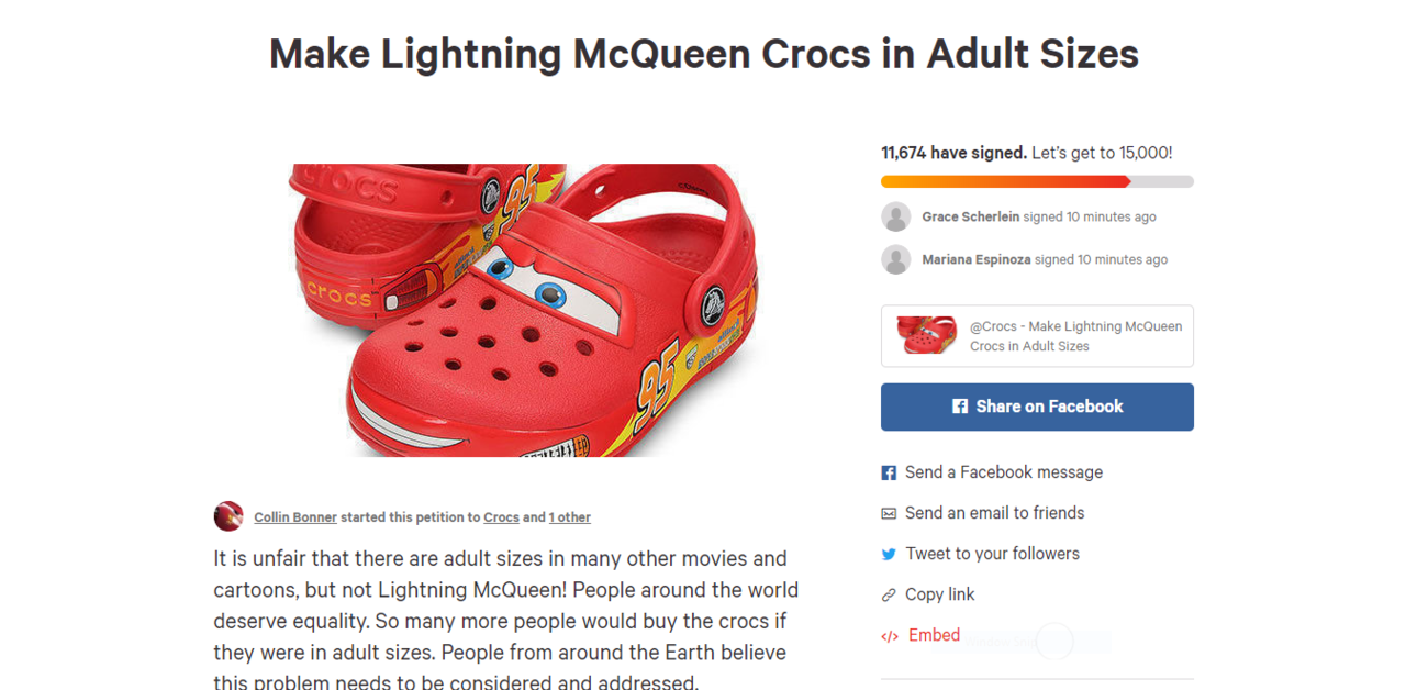 lightning mcqueen crocs in adult sizes