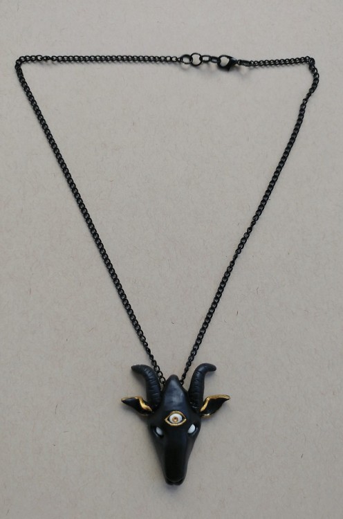 azazaazunder:Goat head pendant - still available in my etsy...