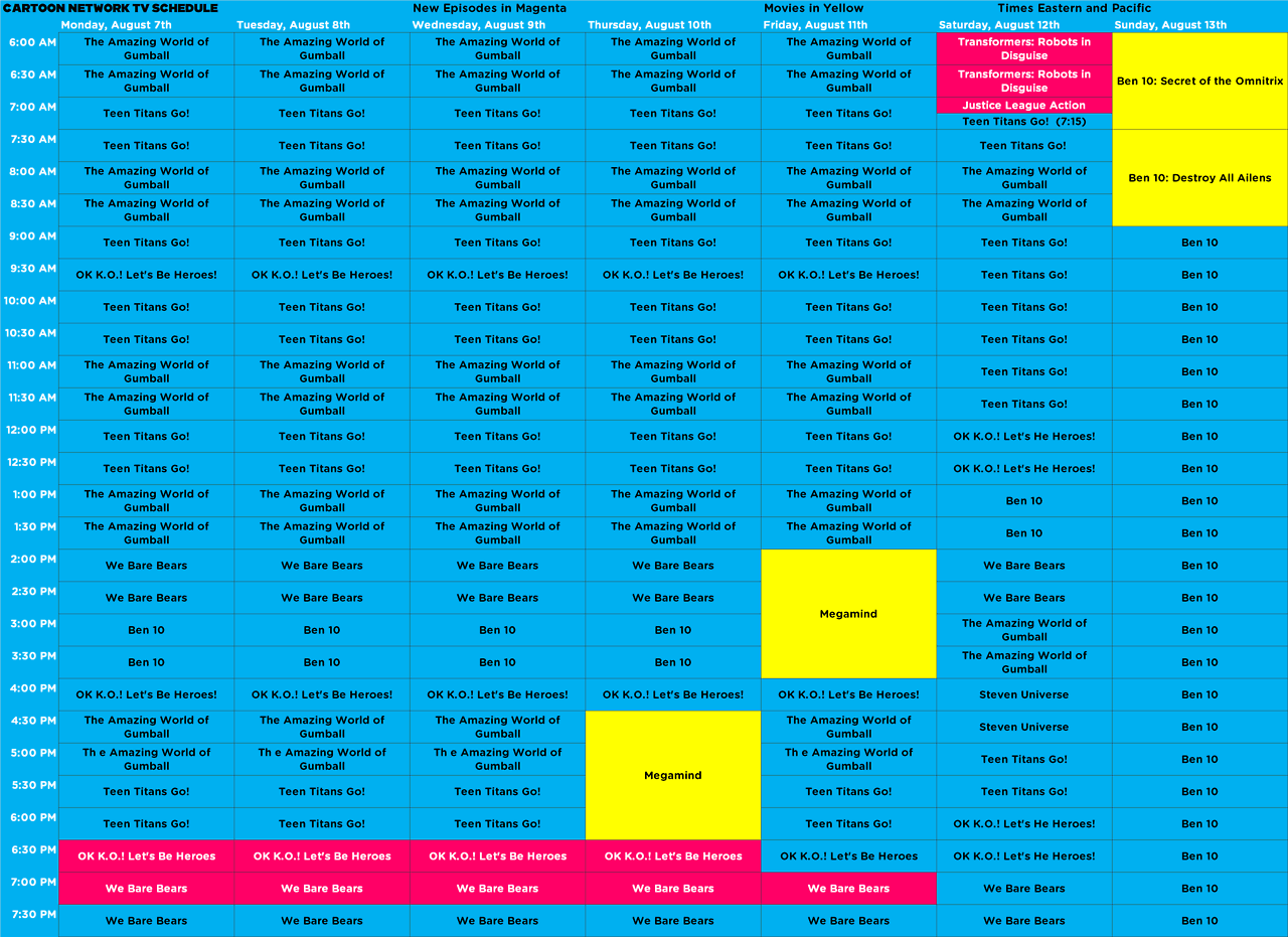 It's d-man — Here is Cartoon Network’s Schedule in the USA for...