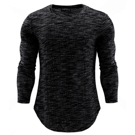 2019 New Black Men Running T Shirt Black Long Sleeve Slim Fitness Tops ...