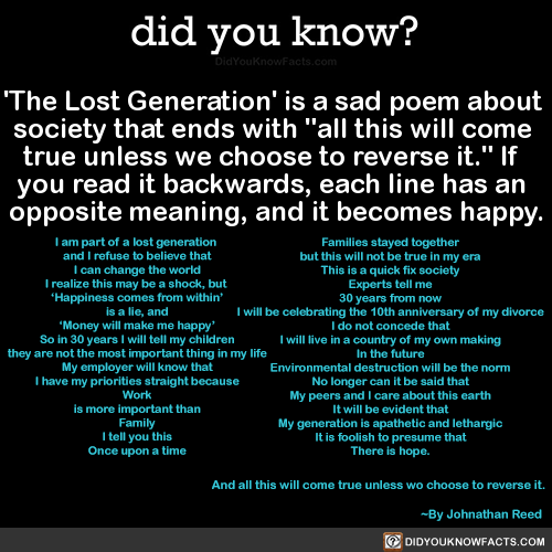 did-you-kno:‘The Lost Generation’ is a sad poem about society...