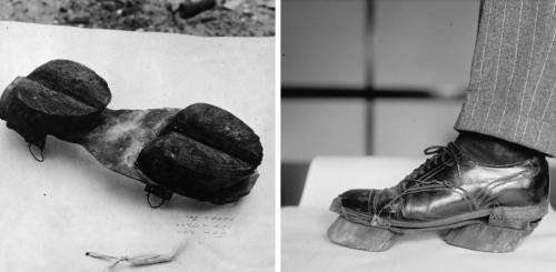 Cow shoes used by Moonshiners in the Prohibition days to disguise their footprints while carrying their goods through the fields, 1924 Check this blog!