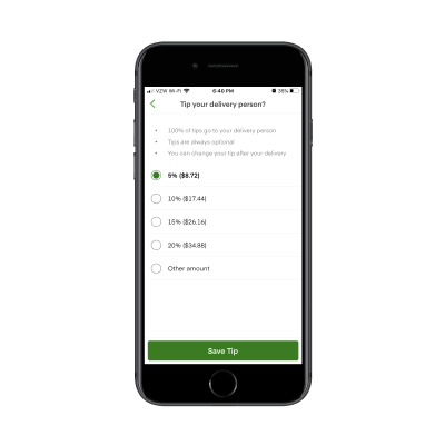 Instacart users can customize delivery tip on big orders