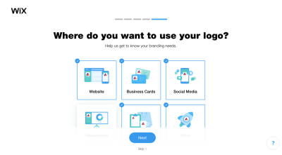 Wix Logo Maker questionnaire - logo placement