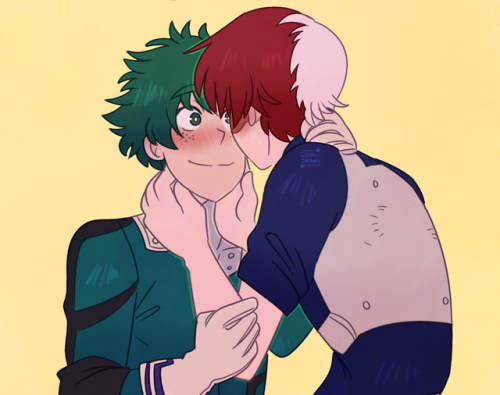 shima-draws:Too many kisses! OVERLOAD!!Shouto gets flustered...