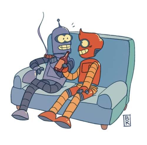 pkbodyrockin:tired: bender as a humanwired: fry as a robot