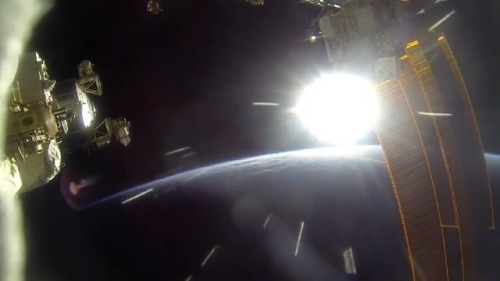 spaceexp:Took this picture with the ISS HD live app via reddit